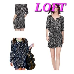 LOFT Black and White Patterned Romper Dress